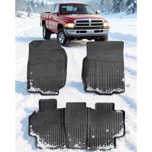 Floor Mats for Dodge Ram: 1500 1998-2001, for Ram 2500/3500 1998-2002 (Only fit Quad Cab), All Weather Car Accessories for Dodge Truck 1500/2500/3500 Floor Liners, 3PCS Rugs for Car Interior