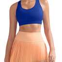 RUNNING GIRL Sports Bras for Women,Padded Strappy Sports Bras Criss-Cross Back Medium Support Sports Bras with Removable Cups (Blue, S)