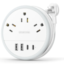 NTONPOWER Travel Power Strip, Travel Essentials, Cruise Essentials 2026 3 Outlets 4 USB Ports(2 USB C), 4FT Wrapped Around Extension Cord for Travel Cruise Ship Beach Vacation Essentials White