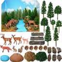 Simgoing Forest Diorama Kit Project Supplies Include Woodland Animals Figures Deer Figures Artificial Model Tree Fake Rocks Moss with Gift Box for Gifts Birthday Christmas Party Favors