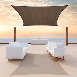 ColourTree 8' x 14' Brown Sun Shade Sail Rectangle Canopy Fabric Cloth Screen, Water Permeable & UV Block UPF50, Heavy Duty, Carport Patio Outdoor - (We Customize Size)