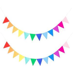 LOVENJOY 2 Assembled Rainbow Banners Felt Bunting Multicolor for Colorful Birthday Party Decorations