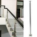 Glass Railing Post 42"x2"x2" Stainless Steel Satin Finish, for Stairs and Deck handrails，can be Installed on Wood or Concrete Floor. (50MM*50MM, End Post)