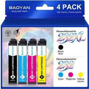 Remanufactured Ink Cartridge Replacement for Epson 232 Ink Cartridge Works with Workforce Pro WF-2950 WF-2930 Expression XP-4200 XP-4205 Printers (4 Pack)