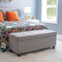 Chilihom Ottoman Bench with Storage for Living Room，Large Upholstered Ottoman Foot Rest with Seating for Bedroom End of Bed，Entryway Shoe Bench，Linen Light Grey