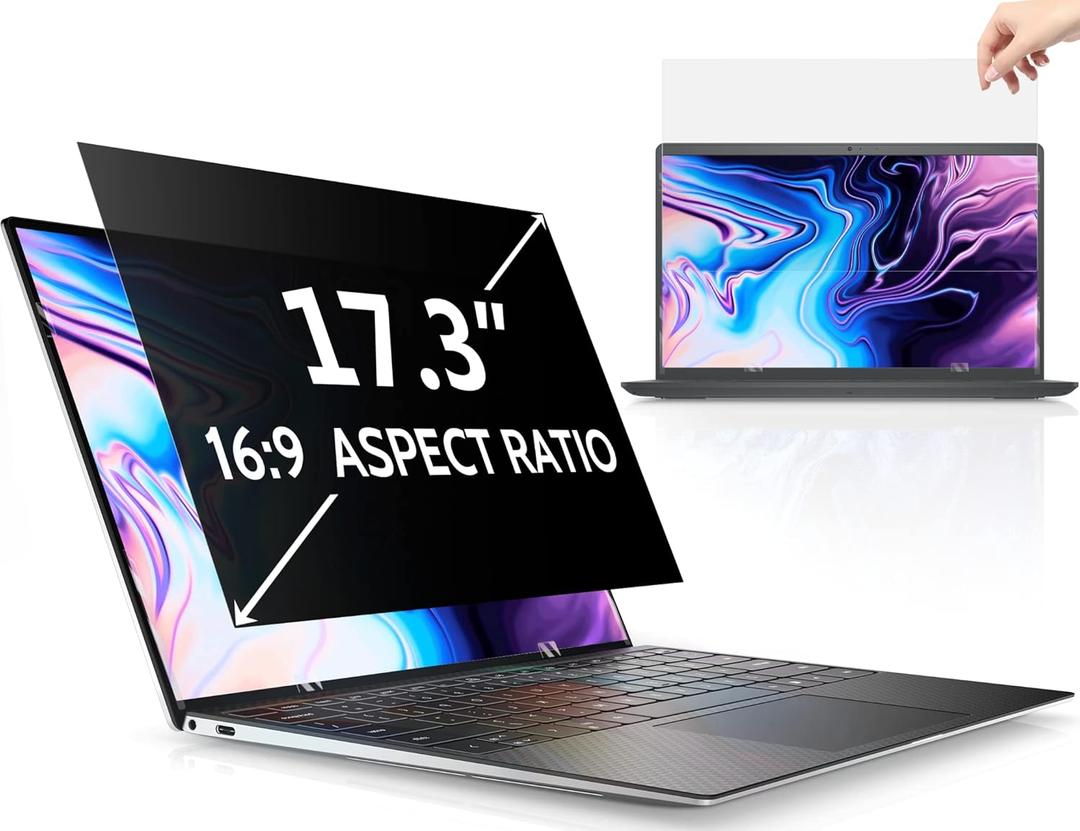 17.3 Inch Laptop Privacy Screen Compatible With Lenovo Hp Dell Acer Asus ThinkPad Envy, 16:9 Aspect Removable Anti Glare Blue Light Filter Protector, 17.3inch Computer Monitor Security Shield