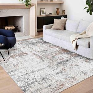 6x9 Area Rug, Ultra-Soft Washable Rug for Living Room, Dinner Room, Bedroom, Non-Slip Modern Abstract Rug, Indoor Carpet Large Area Rug, Brown Black White