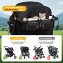 Boomistry Double Stroller Organizer for Bob Duallie and Baby Jogger City Mini GT2, Double Stroller Caddy Organizers with Cup Holder and 2 Cooler Pockets Parent Console Double Stroller Accessories