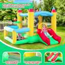 WELLFUNTIME Inflatable Bouncy Castle, Bounce House with Slide, 107x106x80 Inch, Jumping Castle with Blower and Ball Pit, Basketball Game