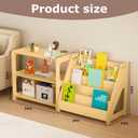 Montessori Kids Shelf and Book Display Rack 2 Piece Wooden Storage Station, 13.78"D x 47.24"W x 23.62"H