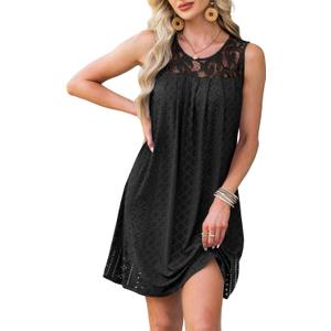 BKRIVE Swim Suit Coverup for Women 2026 Summer Dresses Eyelet Bathing Suit Beach Vacation Outfits Black XL