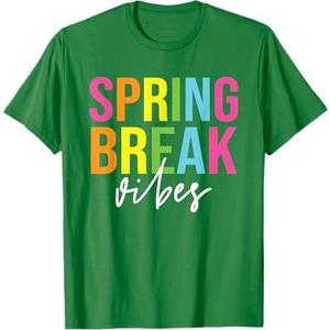 Spring Break Vibes Funny Spring Break Teacher T-Shirt 2XL, Green
