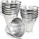 ArtCreativity Large Galvanized Metal Buckets with Handles, 4.5" W x 5" H, 12 Pack, Metallic Pails for Party Favors, Wedding Decoration, Centerpieces for Party, Ice Bucket, Vase, Garden Planter, Easter