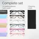Gaoye Reading Glasses for Women, 6 pack Fashion Readers for Women Men Spring Hinge Eye Glasses, Blue Light Reading Glasses