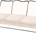 Couch Cushion Cover Velvet 3 Pieces Seat Cushion Cover Stretch Sofa Covers Separate Sectional Sofa Slipcovers Furniture Protector (3-Seater or Backrest, Beige) (3PC Seater or Backrest)