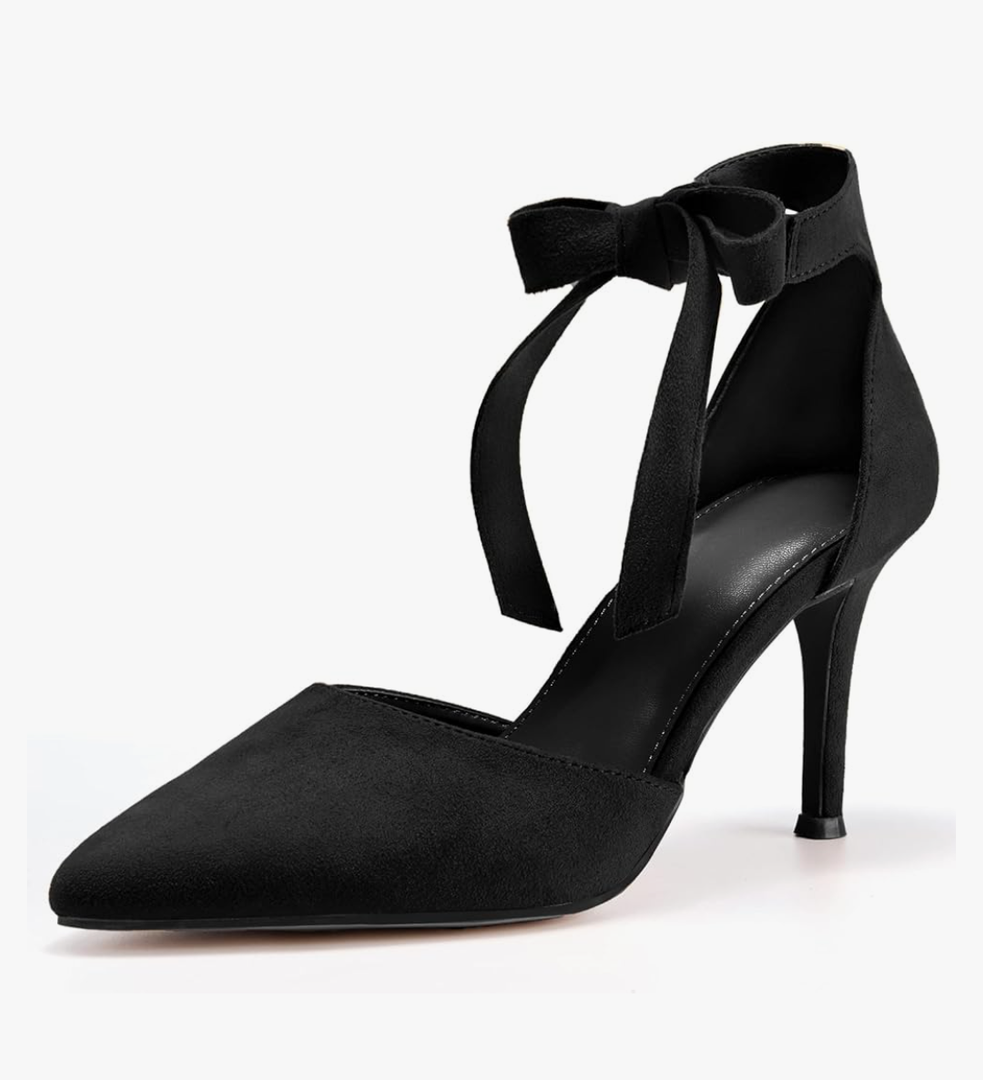 Womens High Heel Pointed Toe Pumps Ankle Tie Classic Office Special Dress Party Shoes, Size 9