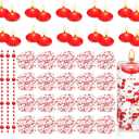 Fumete 40 Pcs Red Wedding Floating Candles Pearl Strings for Centerpieces Small Unscented Floating Wedding Candles Vase Fillers Table Decoration for Anniversary Birthday Engagement Home Decor