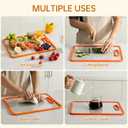 2Pcs Orange Glass Cutting Board for Kitchen, Tempered Glass Chopping Board with Non-Slip Edges, Dishwasher Safe Clear Cutting Board Set, Heat & Shatter Resistant, 15"11" & 13"9"