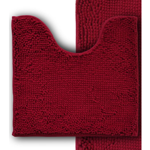 Bathroom Rug  Piece,Super Absorbent Soft,Thick,Machine Washable Chenille Bath Mat,Non Slip Toilet Floor Rug,Bath Mats for Bathroom 20x20 U Shape,Burgundy