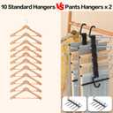 Pants Hangers Space Saving - 2 Pack Closet Organizer and Storage Jean Hangers, Stainless Steel Anti-Slip Clothes Hanger Scarf Holder for Pants Jeans Leggings Trousers Pant Rack, Black