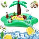 FillTouch Floating Drink Holder for Pool, Floating Cabana Bar, Hot Tub Drink Holder for Adults, Inflatable Pool Accessories(Coconut Tree)