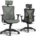 ELABEST Mesh Office Chair,Ergonomic Computer Desk Chair,Sturdy Task Chair- Adjustable Lumbar Support & Armrests,Tilt Function,Comfort Wide Seat,Swivel Home Office Chair (Eucalyptus)
