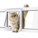 Cat Door for Windows Width Adjustable 31.5" to 35.43" Easy 10 Minute Installation Magnetic Suction Design Weatherproof for Cats Ideal Cat Door for Window Use L