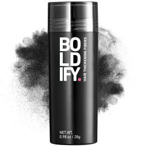 BOLDIFY Hair Fibers (28g) - Fill In Thinning and Fine Hair for an Instantly Fuller, Thicker Look - 14 Shades for Women & Men - Black (0.98 Ounce)