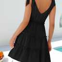 ZESICA Womens 2026 Summer Casual V Neck Sleeveless Mini Dress Tie Shoulder Tiered Ruffle Swing A Line Short Sundresses (S)