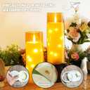 Sasigeiaa Waterproof Outdoor Candles with Timer & Remote - Battery Operated LED Candles, Realistic Flameless Plastic Pillar, Pack of 2 (4" D x 10" H, Gold) for Patio, Garden Camping Rainy Weather