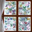 64PCS Butterfly Window Clings, Single-Sided Colorful Butterflies Stickers Reusable to Prevent Bird Strikes, Non-Adhesive Static Butterfly Cling Stickers for Home Window Door