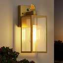 Dusk to Dawn Exterior Lighting Fixtures, Outdoor Porch Light Wall Sconce | 10.65 inch, Anti-Rust Metal Frame, Tempered Glass, E26 Base, Waterproof, Sensor Wall Lantern for Patio, Garage, Entryway