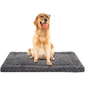 Washable Dog Bed Mat Ultra Soft Dog Crate Pad Comfy Fluffy Pet Kennel Beds Dog Sleeping Mattress for Large Jumbo Medium Small Dogs, 41 x 27 Inch, Gray (Grey)