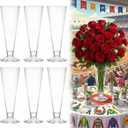6 Pcs Trumpet Vases for Centerpieces 9'' Tall Vase Wedding Party Favors Clear Tall V Shape Plastic Vases Floral Planter Container for Home Party Centerpiece Supplies Decor