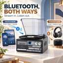 Vintage-Inspired 9-in-1 Record Player Where Timeless Vinyl Meets Modern Wireless Freedom: Bluetooth Input & Output, 3-Speed Turntable, CD, Cassette, USB/SD, AM/FM Radio and Built-in Speakers