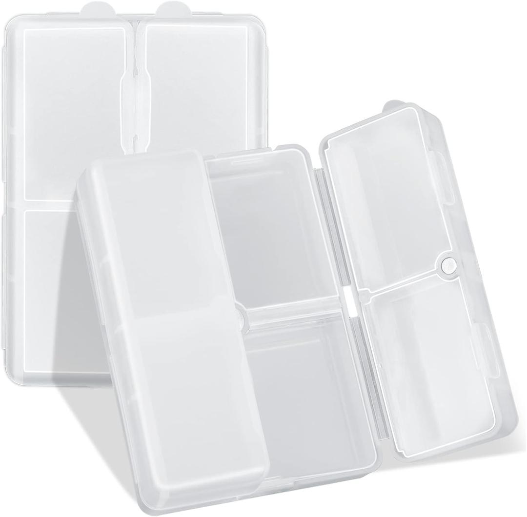 FYY Daily Pill Organizer/ Case, 7 Compartments Portable, [Folding Design] Large Travel Pill Box for Purse Pocket to Hold Vitamins,Cod Liver Oil,Supplements and Medication-Clear (Large (1 Piece))