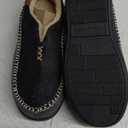 EverFoams Men's Moccasin Slippers Memory Foam Indoor/Outdoor Warm Suede House Shoes with Fuzzy Sherpa Lining (8, Black)