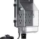 Outdoor Power Stake Timer with Photocell, Dusk to Dawn, 6 Electrical Outlet Power Strip Light Timer,Weatherproof, 6FT Extension Cord Multiple Outlet for Christmas Lights, Yard