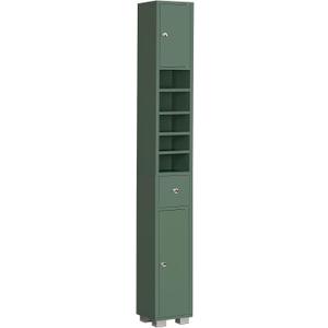 TEENFON Bathroom Cabinet, Narrow Bathroom Storage Cabinet with 5 Adjustable Shelves & Drawer, Freestanding Cupboard for Small Spaces, Green, 8"D x 8"W x 71"H