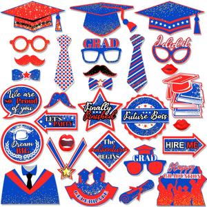 HOWAF Graduation Party Decoration Photo Booth Props, Congrats Grad 2025 Party Photo Props Kits for Class of 2025 Graduation Party, 30 Pieces Congrats Grad Photo Props