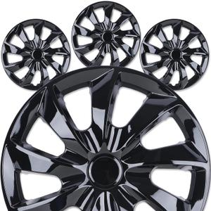 17" Premium Universal Wheel Rim Covers  Set of 4 Black Lacquer Hubcaps,ABS&PC Material Hub Protection Accessory,Snap-on Replacement Caps for Car,Pickup Truck,SUV - 17 Inch Black Lacquer