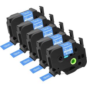 5 Pack Compatible with P-Touch TZe-545 AZE-545 TZ-545 White on Blue 18mm 0.7'' Laminated Label Tape Replacement for Ptouch PT-1300 PT-2030 PT-300 PT-D400AD PT-E550W PT-P950NW Label Maker