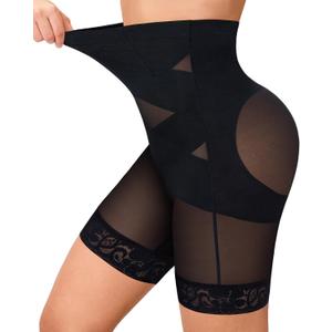 Nebility Tummy Control Shapewear Shorts High Waisted Body Shaper Butt Lifting Panties Thigh Slimmer Girdle (Medium, Black)