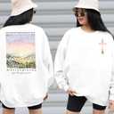 FASHGL Christian Sweatshirt Women Jesus Faith Pullover Bible Verse Inspirational Shirt Oversized Floral Graphic Tops White (Beige, XXL)