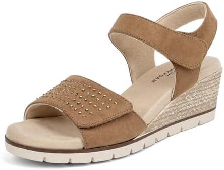 VJH confort Women's Wedge Sandals, Comfort Memory Foam Rhinestone Sandal with Adjustable straps, Size 6.5