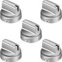 AMI PARTS WB03X24818 Gas Stove knobs 5 Packs Compatible with ge Stove Knob -Stainless Steel Colored Range Burner Control Knob Replacements PS11729081 AP5989029Not Universal