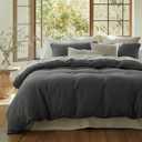 Bedsure 100% Muslin Cotton Duvet Cover King Size - Ultra-Soft Gauze Duvet Cover, PureWoven Breathable & Lightweight Bedding Set with Button Closure and Corner Ties (Dark Grey, King, 104"x90")