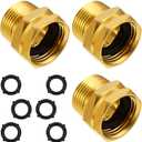 3 Packs 3/4 Inch GHT Female to NPT Male Connector, GHT to NPT Adapter Brass Garden Hose Connector Adapter Fitting to Pipe Fittings Connect with 6 Packs Extra Rubber Washer (3/4 Inch NPT Male)