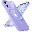 ORETECH Magnetic for iPhone 12 Case/iPhone 12 Pro Case, [Compatible with MagSafe][2 Pcs Screen Protectors][15 FT Drop Protection], Shockproof Bumper Phone Case iPhone 12/12 Pro Cover, Light Purple