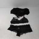 RELOVE Set 3 Piece Lace Kimono Robe with Bra and Panty Sheer Sleepwear XL